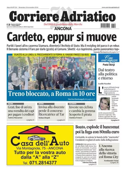 Prima-pagina-corriere adriatico-edizione-di-oggi-24-11-2024